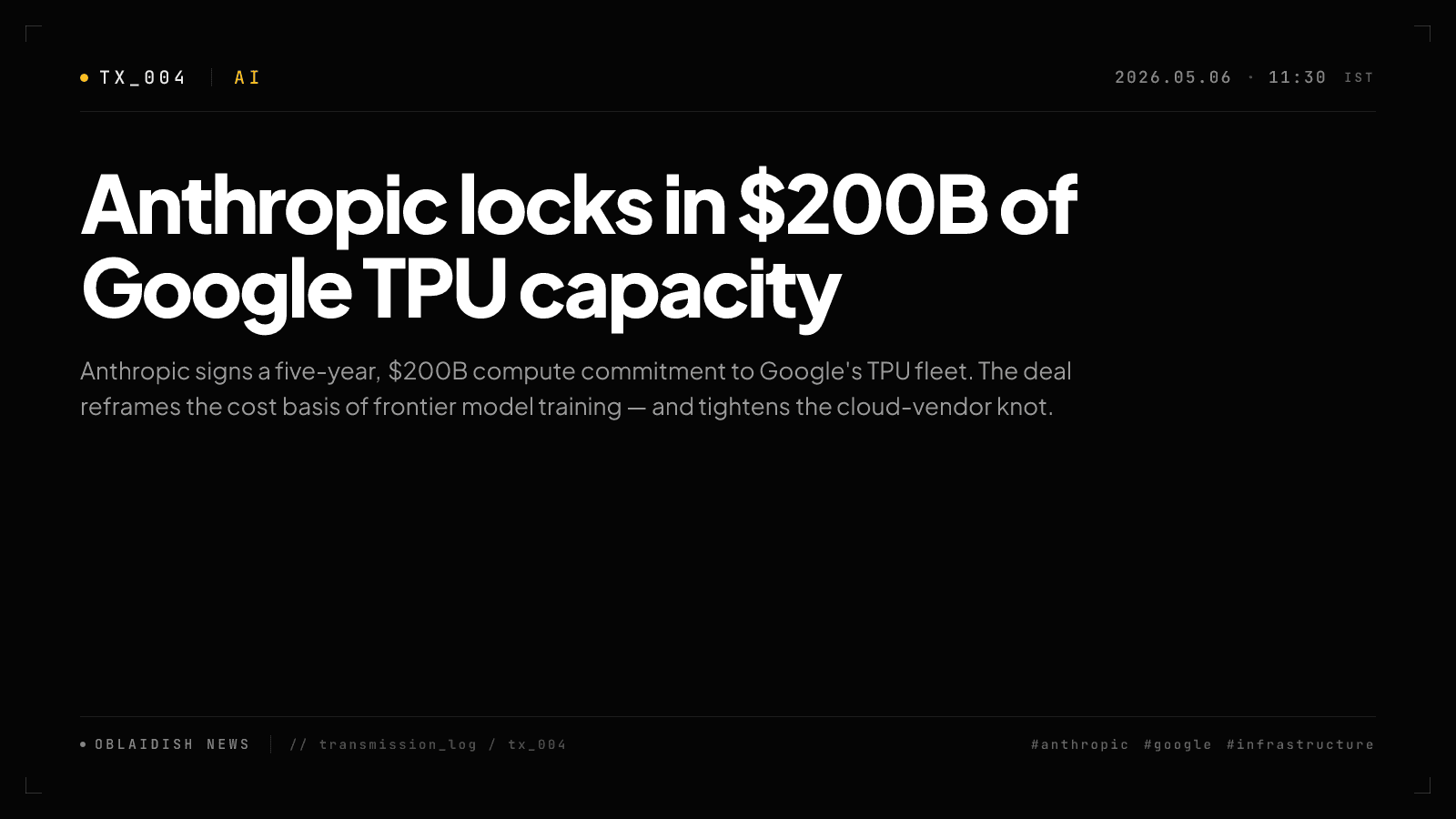 Anthropic locks in $200B of Google TPU capacity