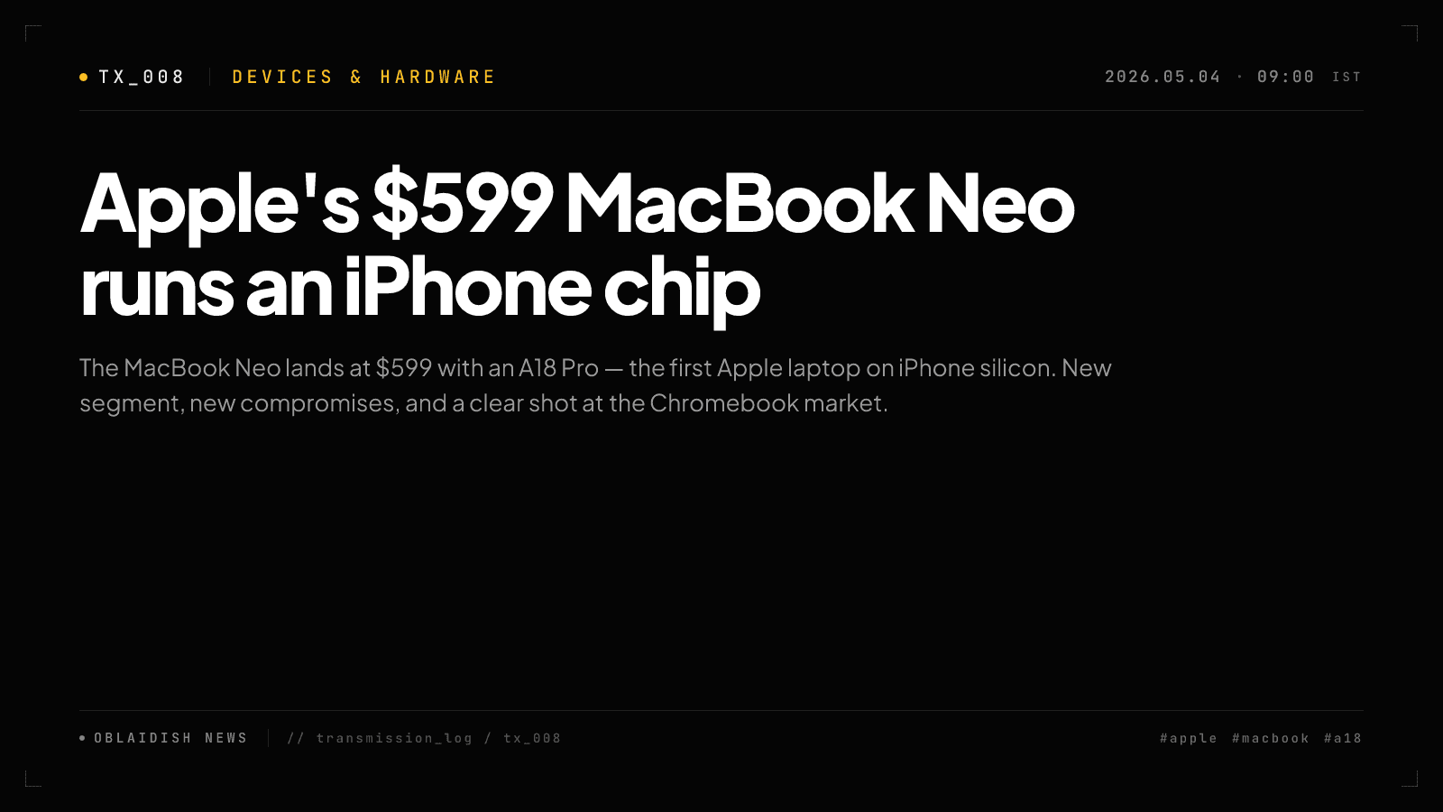 Apple's $599 MacBook Neo runs an iPhone chip