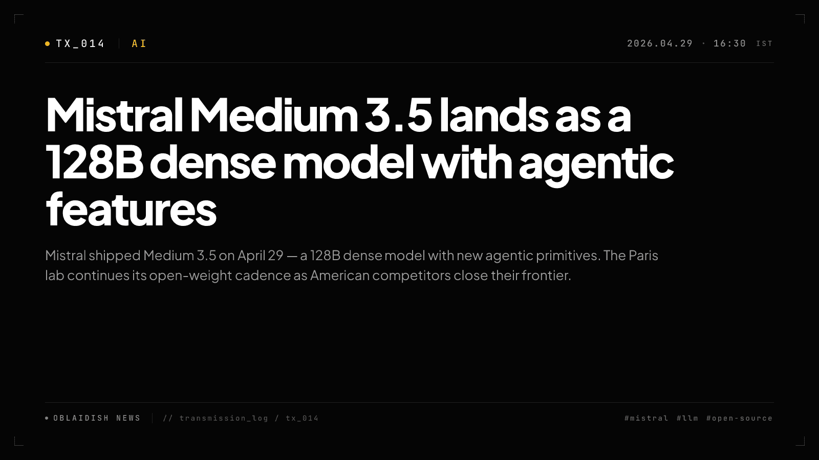 Mistral Medium 3.5 lands as a 128B dense model with agentic features